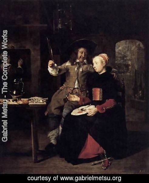 Gabriel Metsu - Portrait of the Artist with His Wife Isabella de Wolff in a Tavern 1661