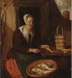 A Kitchenmaid Preparing Carrots