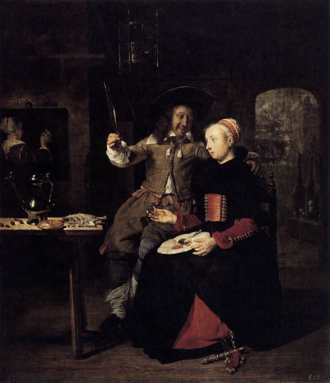 Portrait of the Artist with His Wife Isabella de Wolff in a Tavern 1661